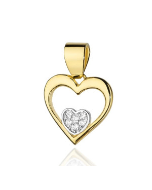 Złota Zawieszka Serce 14k z Diamentami 0,05ct