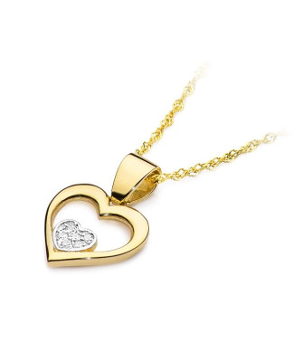Gold Heart Pendant 14k with Diamonds 0.05ct