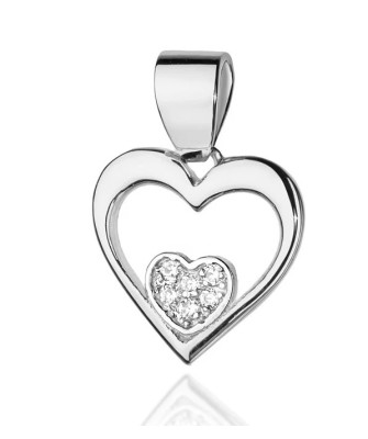 Gold Heart Pendant 14k with Diamonds 0.05ct