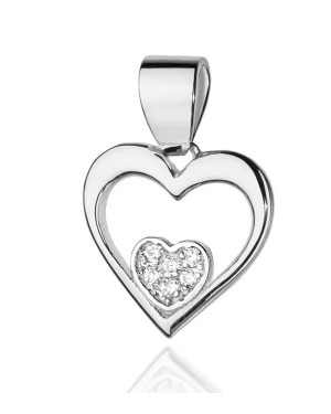 Gold Heart Pendant 14k with Diamonds 0.05ct