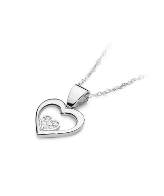 Złota Zawieszka Serce 14k z Diamentami 0,05ct