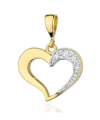 Złota Zawieszka Serce 14k z Diamentami 0,06ct