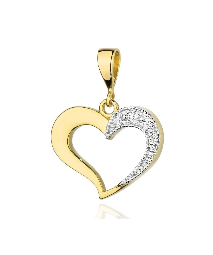 Złota Zawieszka Serce 14k z Diamentami 0,06ct