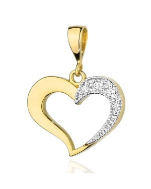 Złota Zawieszka Serce 14k z Diamentami 0,06ct