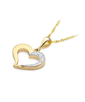 Złota Zawieszka Serce 14k z Diamentami 0,06ct