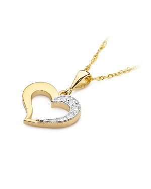 Złota Zawieszka Serce 14k z Diamentami 0,06ct
