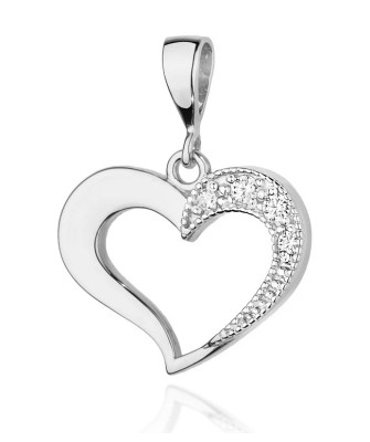 Gold Heart Pendant 14k with Diamonds 0.06ct