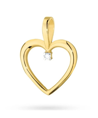 Złota Zawieszka Serce 14k z Diamentem 0,005ct