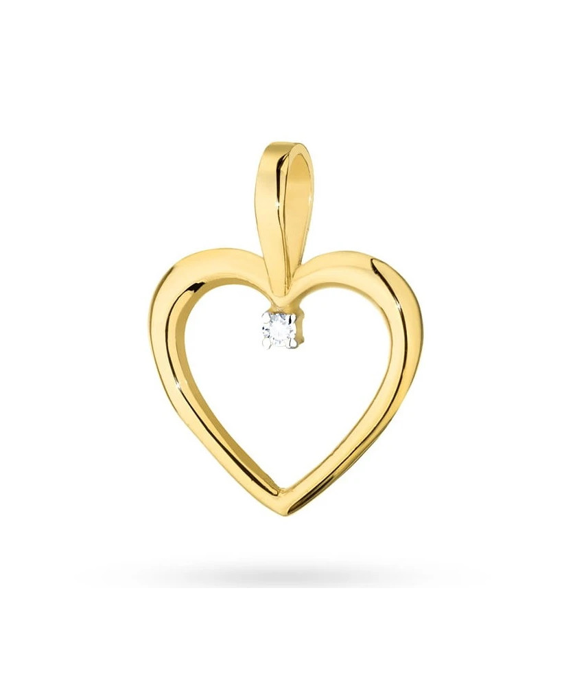 Złota Zawieszka Serce 14k z Diamentem 0,005ct