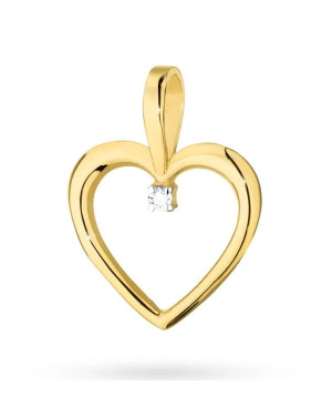 Złota Zawieszka Serce 14k z Diamentem 0,005ct