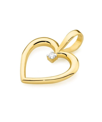Gold Heart Pendant 14k with Diamond 0.005ct