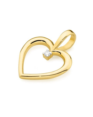 Złota Zawieszka Serce 14k z Diamentem 0,005ct
