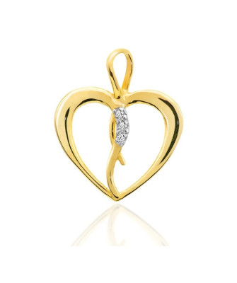 Złota Zawieszka Serce 14k z Diamentami 0,025ct