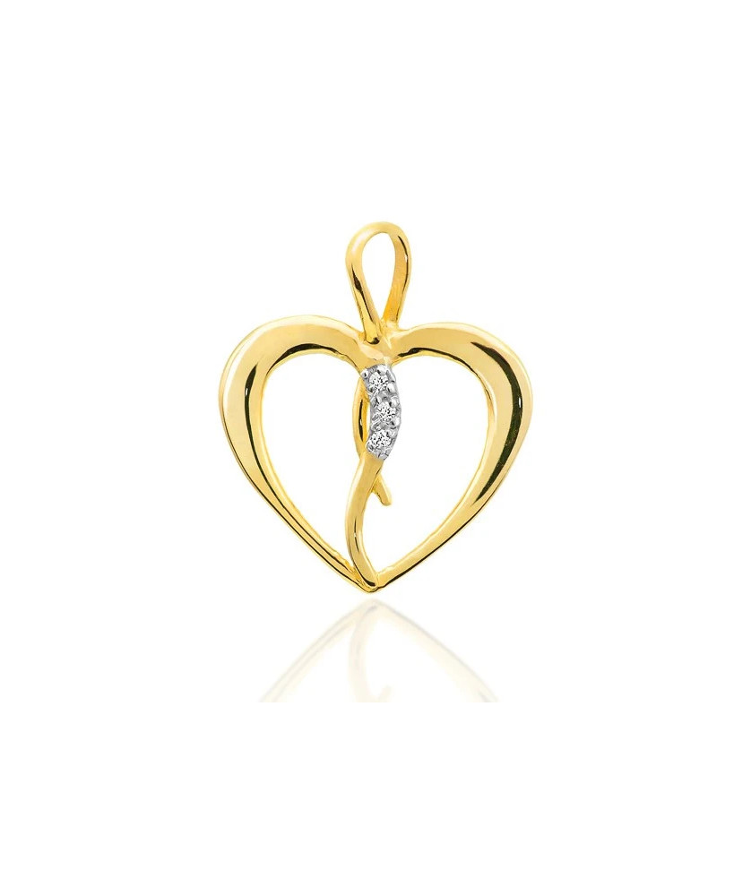 Gold Heart Pendant 14k with Diamonds 0.025ct