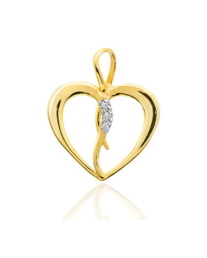 Gold Heart Pendant 14k with Diamonds 0.025ct