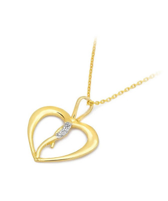 Gold Heart Pendant 14k with Diamonds 0.025ct