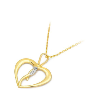 Złota Zawieszka Serce 14k z Diamentami 0,025ct