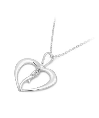 Gold Heart Pendant 14k with Diamonds 0.025ct