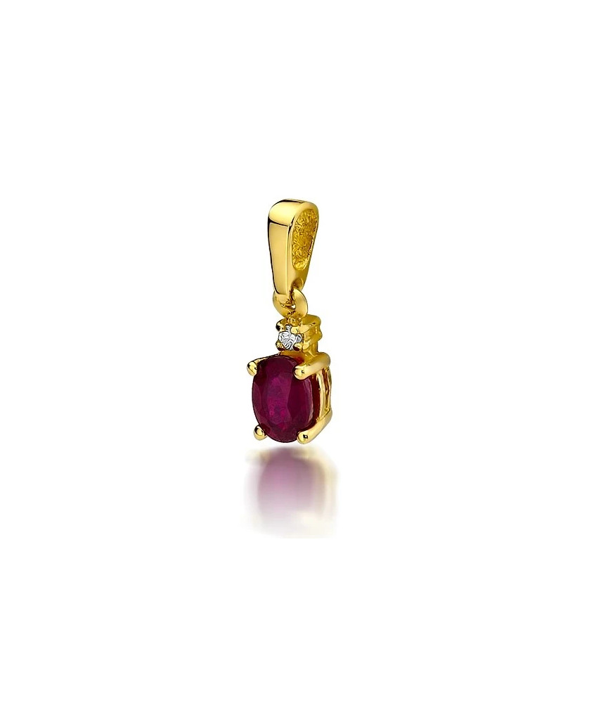Złota Zawieszka 14k z Rubinem i Diamentem 0,60ct