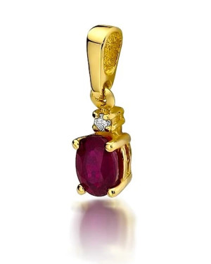 Złota Zawieszka 14k z Rubinem i Diamentem 0,60ct