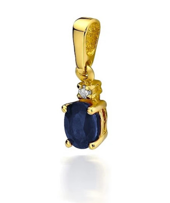 Złota Zawieszka 14k z Szafirem i Diamentem 0,70ct