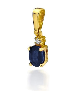 Złota Zawieszka 14k z Szafirem i Diamentem 0,70ct