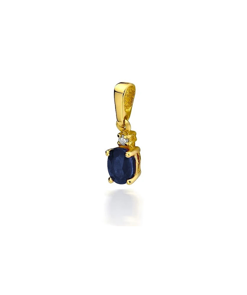 Złota Zawieszka 14k z Szafirem i Diamentem 0,70ct
