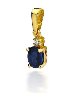 Złota Zawieszka 14k z Szafirem i Diamentem 0,70ct