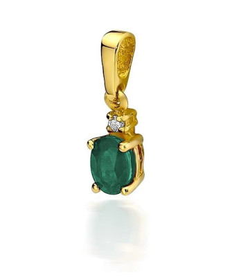 Gold Pendant 14k with Emerald and Diamond 0.40ct
