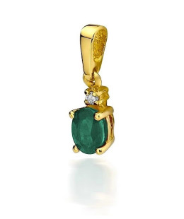 Gold Pendant 14k with Emerald and Diamond 0.40ct