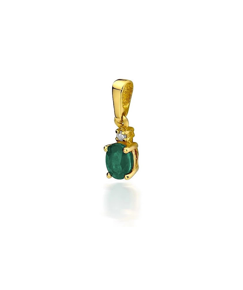Gold Pendant 14k with Emerald and Diamond 0.40ct