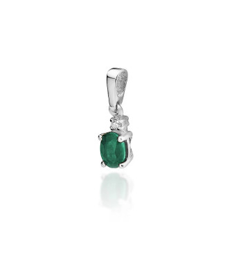 Gold Pendant 14k with Emerald and Diamond 0.40ct
