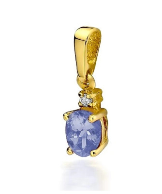 Złota Zawieszka 14k z Tanzanitem i Diamentem 0,40ct