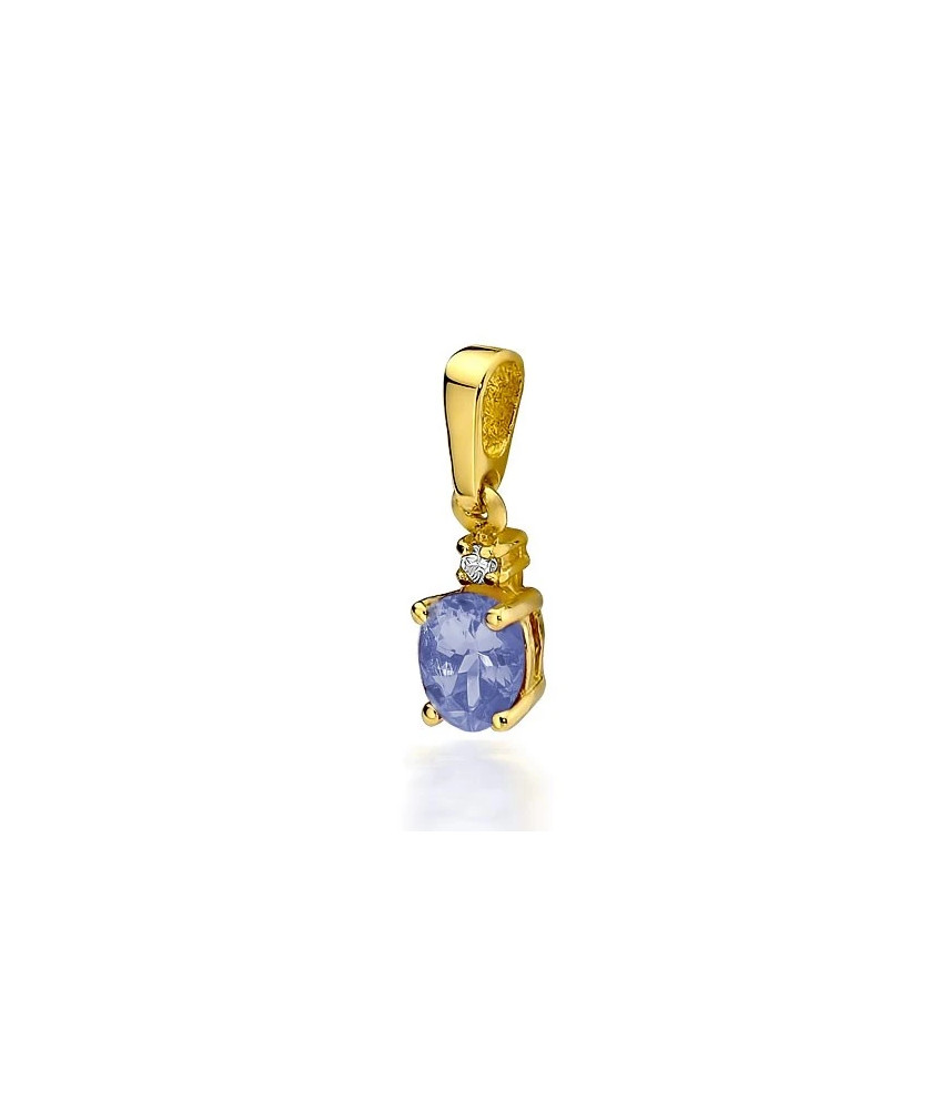 Złota Zawieszka 14k z Tanzanitem i Diamentem 0,40ct