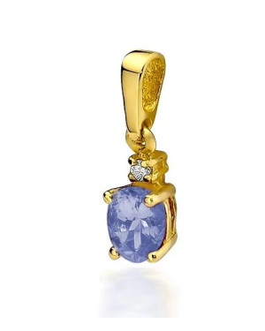 Złota Zawieszka 14k z Tanzanitem i Diamentem 0,40ct