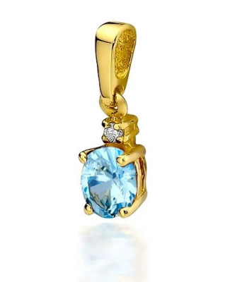 Złota Zawieszka 14k z Topazem i Diamentem 0,50ct