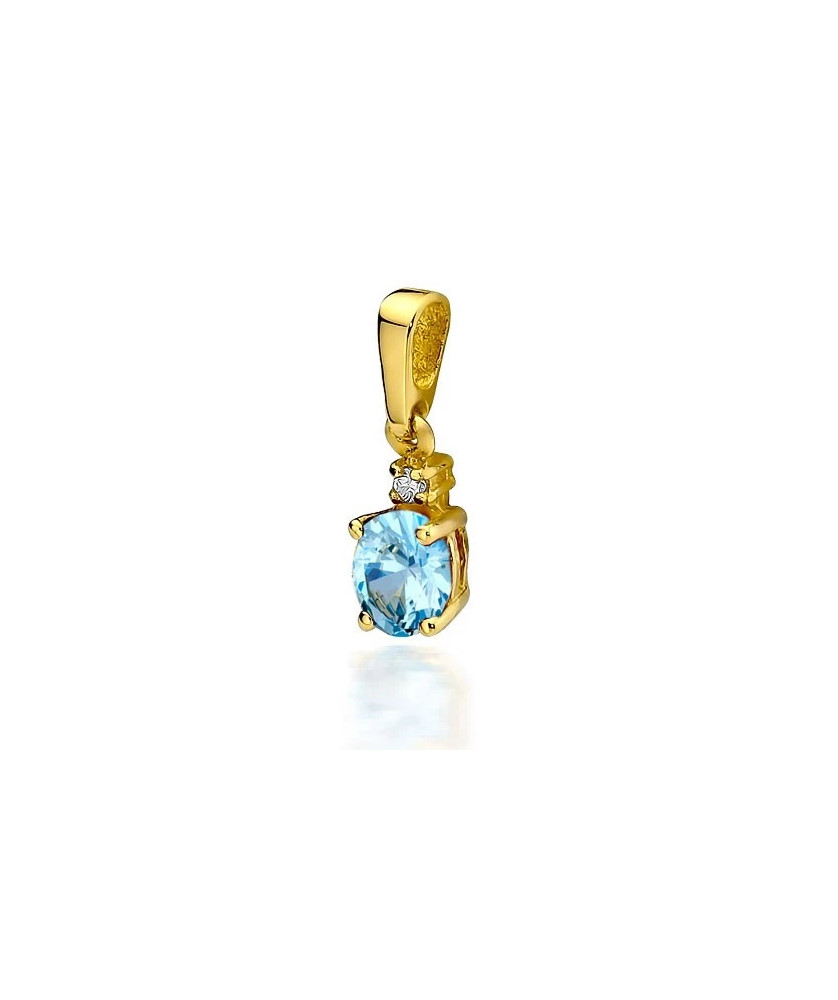 Gold Pendant 14k with Topaz and Diamond 0.50ct