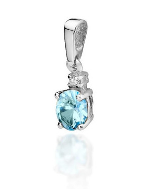 Gold Pendant 14k with Topaz and Diamond 0.50ct
