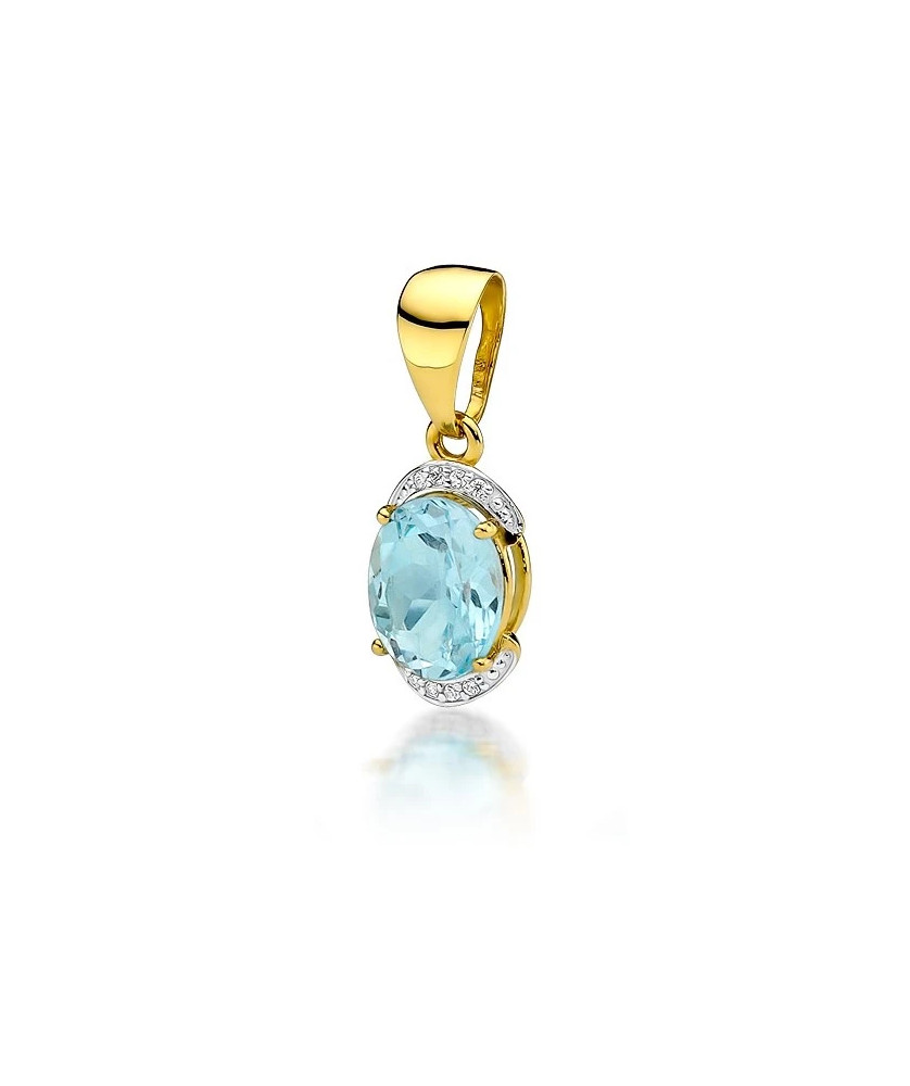 14k Gold Pendant with Diamonds and Topaz 3.00ct