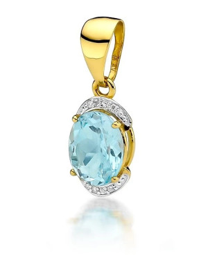 14k Gold Pendant with Diamonds and Topaz 3.00ct
