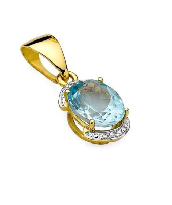 14k Gold Pendant with Diamonds and Topaz 3.00ct