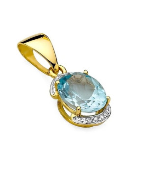 14k Gold Pendant with Diamonds and Topaz 3.00ct