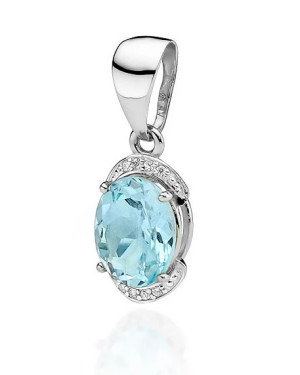 14k Gold Pendant with Diamonds and Topaz 3.00ct