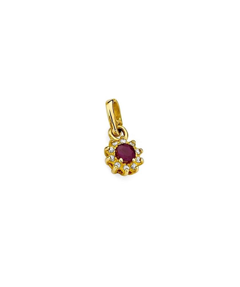 Złota Zawieszka 14k z Diamentami i Rubinem 0,15ct