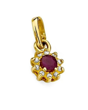 Złota Zawieszka 14k z Diamentami i Rubinem 0,15ct