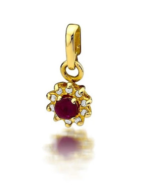 Złota Zawieszka 14k z Diamentami i Rubinem 0,15ct