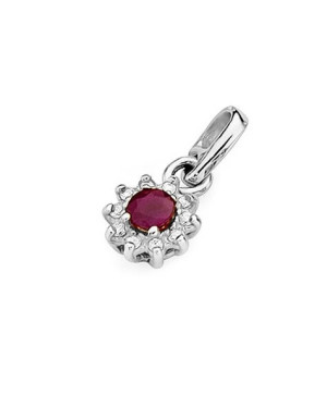 Złota Zawieszka 14k z Diamentami i Rubinem 0,15ct