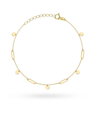 Gold bracelet with links and solid circles