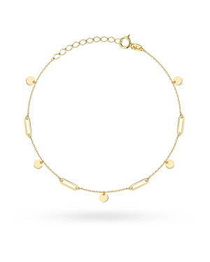 Gold bracelet with links and solid circles