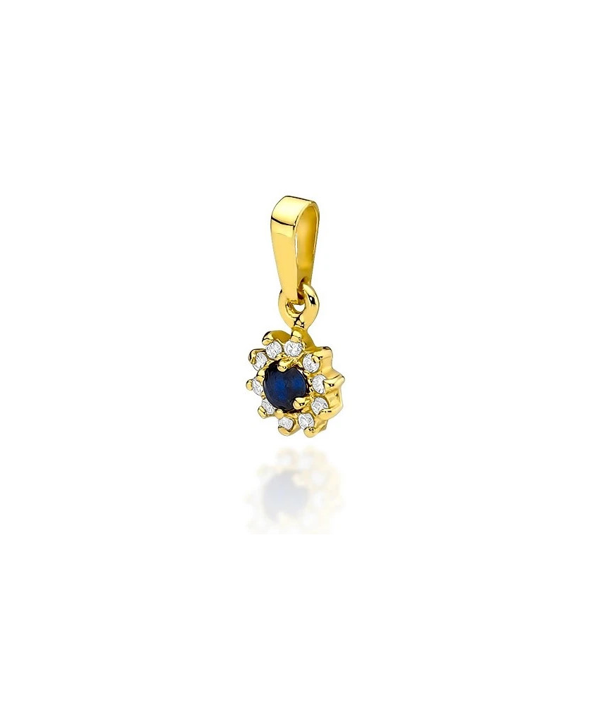 Złota Zawieszka 14k z Diamentami i Szafirem 0,15ct